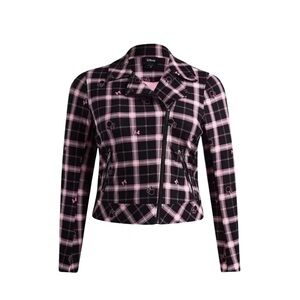 Disney Minnie Mouse Ponte Plus Size Moto Plaid Jacket - Torrid Size 3